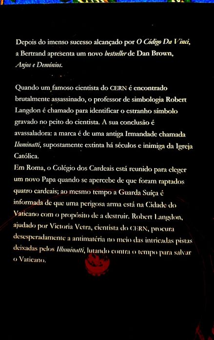 Livro Dan Brown português Anjos e Demônios