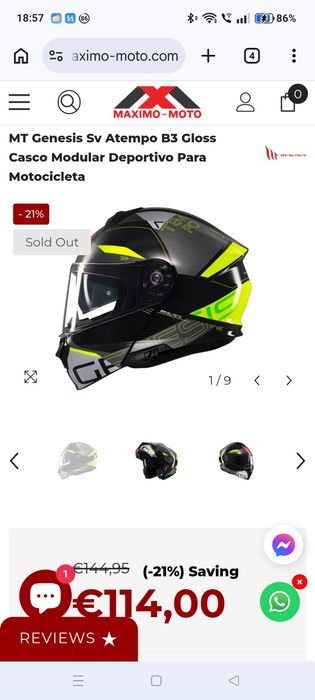 Vendo Capacete modular MT Helmet (NOVO)