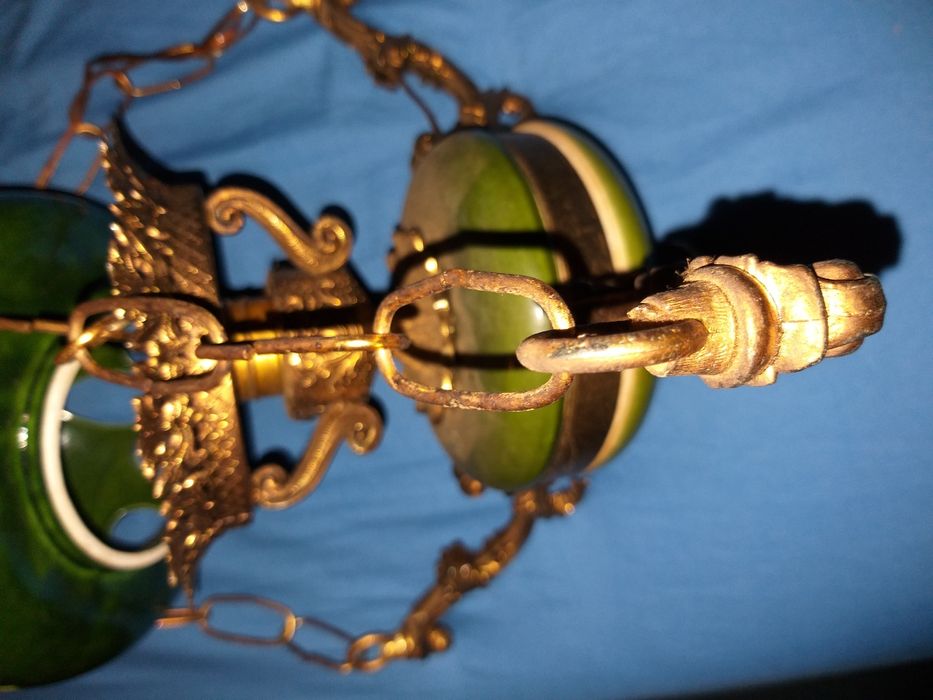 Dois candeeiros vintage latao e louça