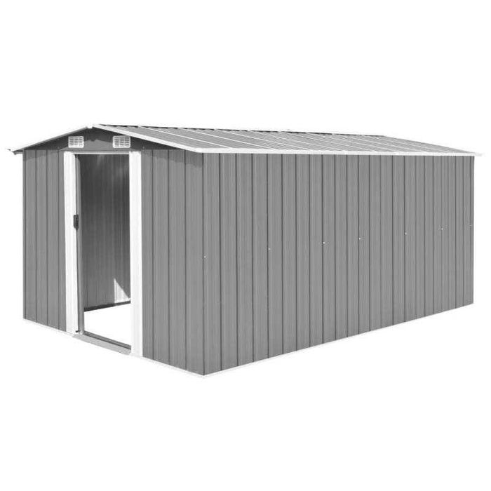 Abrigo de Jardim em Metal Cinzento 257x392x181 cm