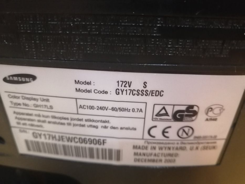 Монітор Samsung syncmaster 172V
