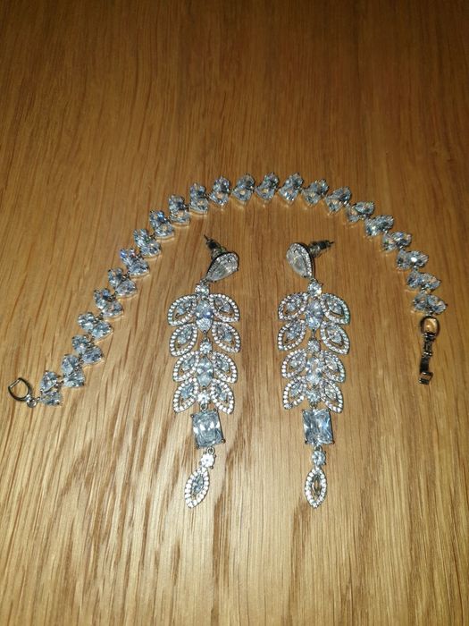 Biżuteria ślubna ,kolczyki i bransoletka/cyrkonie