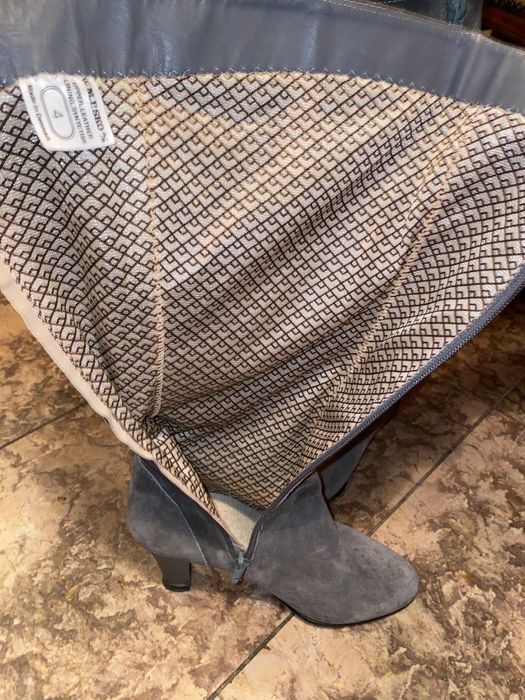 SKÓRA NATURALNA kozaki damskie zimowe kolor siwy szary