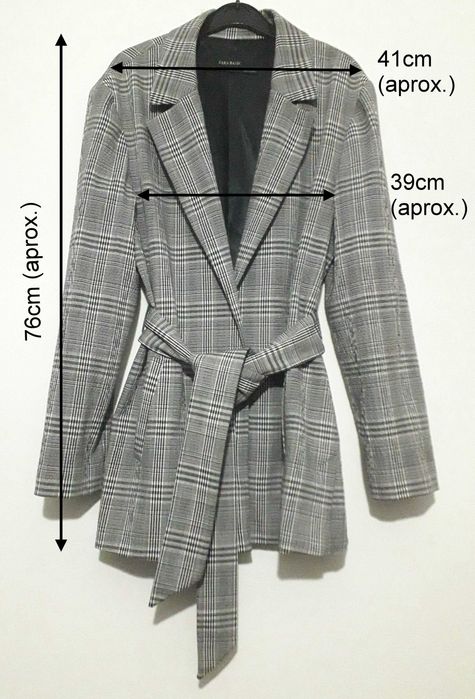 Casaco aos quadrados com cinto Zara - T: M