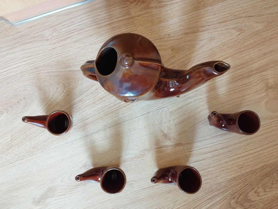 Dzbanek Karafka mleczniki zestaw Gliniane PRL