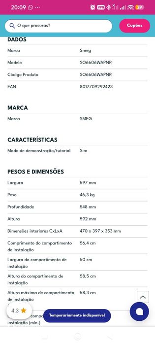 Forno SMEG Galileo - SELADO - SO6606WAPNR