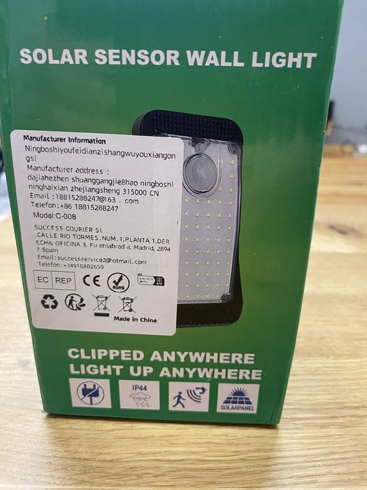 Lampa solarna na klips / sciane nowa