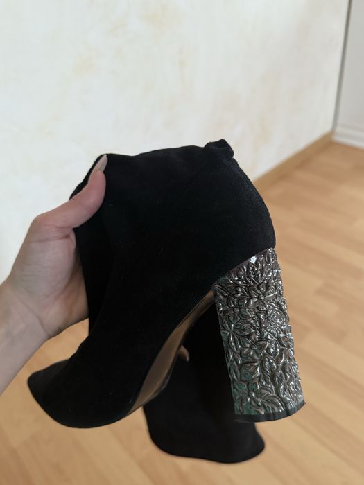 Ботфорти сапоги чулки на каблуці замша miu miu взуття