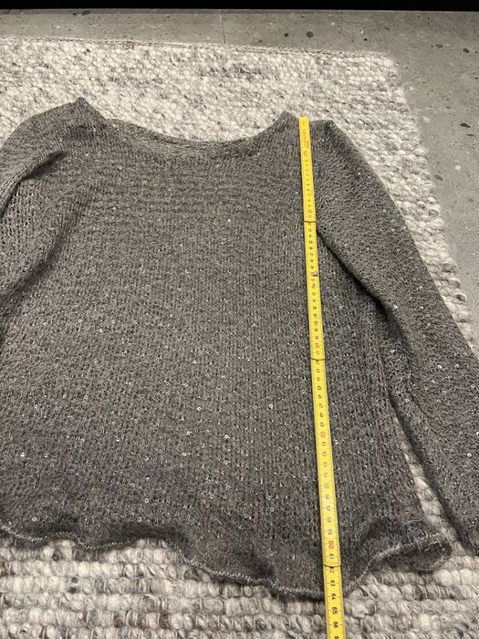 Brązowy błyszczący sweter mgiełka, prześwitujący