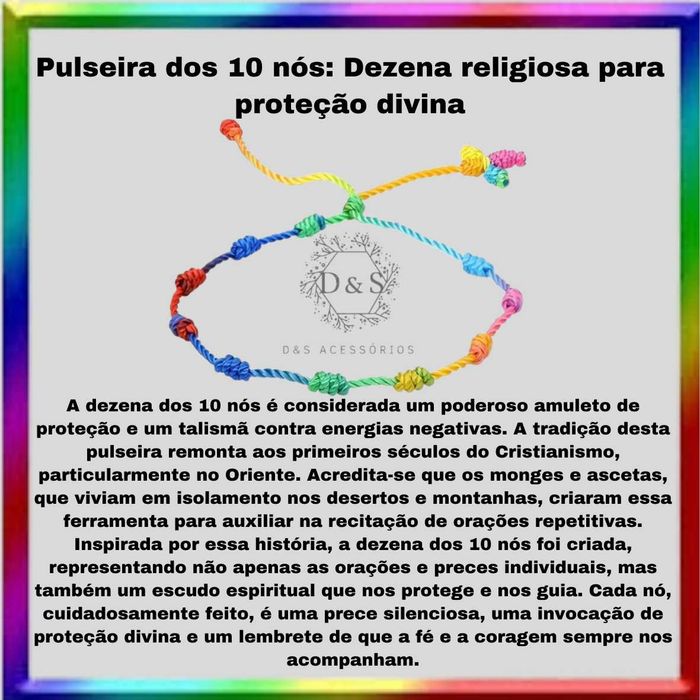 Pulseira dos 10 nós para proteção divina(disponível em várias cores)