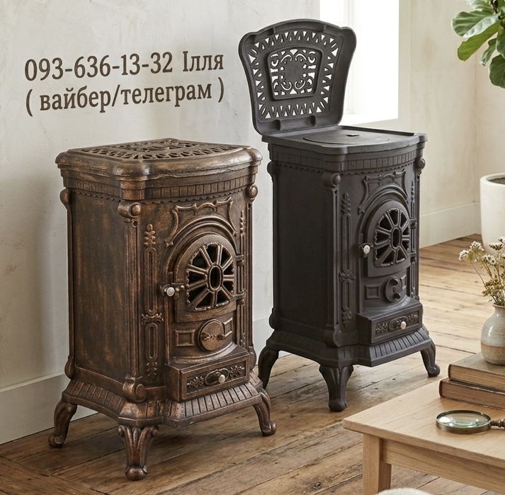 Піч камін буржуйка‼️ чавунна 100% подвійна стінка 9 кВт до 90м2 / 225м3