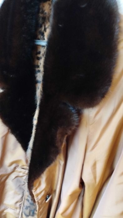 Casaco Senhora em Seda natural com pele de Leopardo e Vison