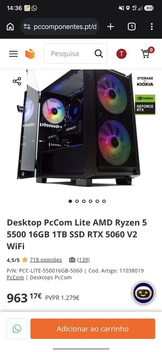 PC Gamer R5 5500 Rtx 5060