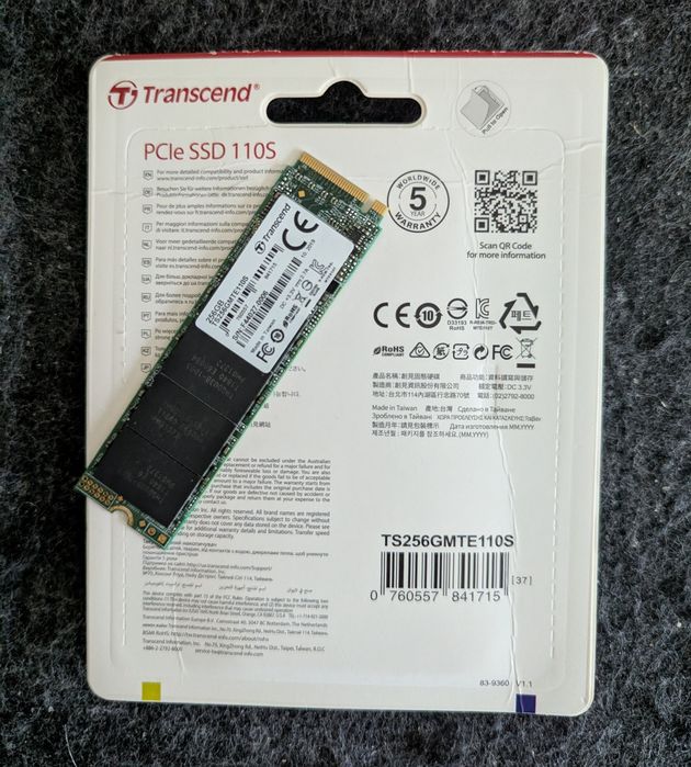 SSD M.2 256GB Transcend TS256GMTE110S NVMe PCIe Gen3 x4
