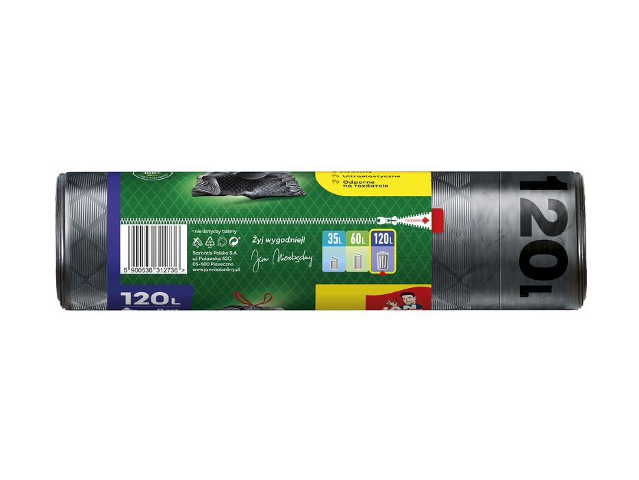 Worki na śmieci Magnum Flex&Strong z taśmą 120L - 8 szt. JAN NIEZBĘDNY