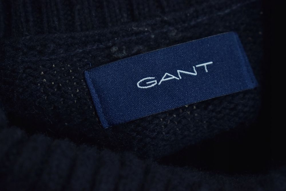 Gant Granatowy Sweter Męski Z Golfem Bawełna Wełna M