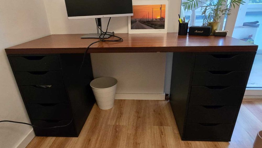 Secretária 155x60 cm com 2 gaveteiras – muito arrumação