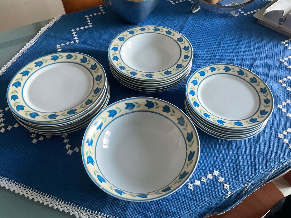 pratos loiça sacavem, serviço jantar porcelana