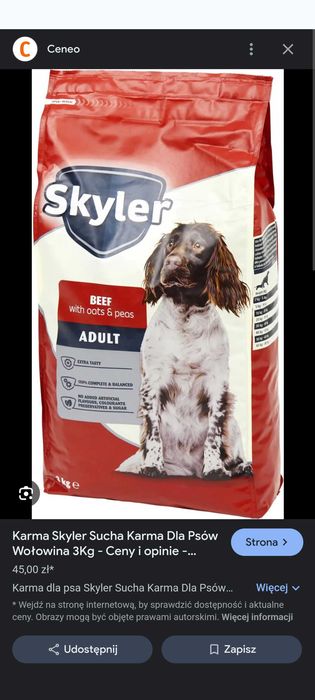 Karma skyler chicken kur(beef wołowa) bdb jakość wg mnie i rodowodowej