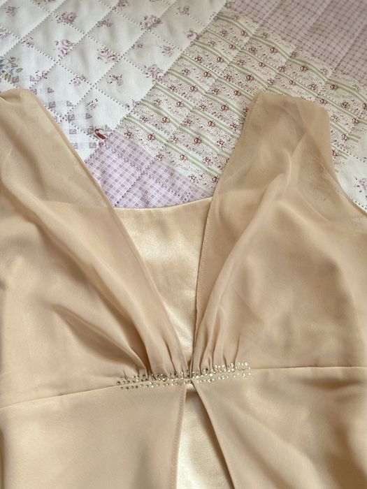 Długa sukienka na ramiączka M 38 vintage mesh