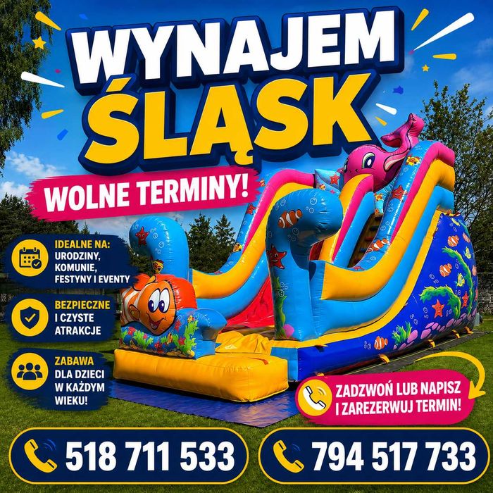 Dmuchaniec Wielorybek Wynajem Urodziny • Imprezy • Festyny
