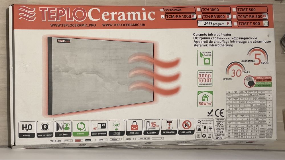 Керамічний обігрівач Теплокерамік Teploceramic 1000