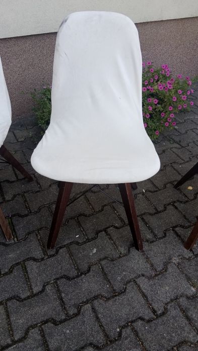 Krzesło 3 sztuki drewniane białe