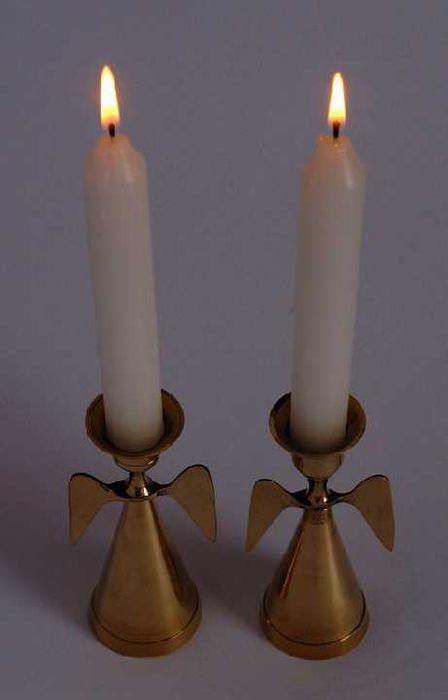Подарунок нареченим - свічники вінчальні, пара, латунь, підсвічники