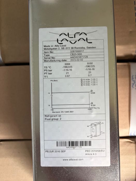 Płytowy wymiennik ciepła Alfa Laval CB20-50H
