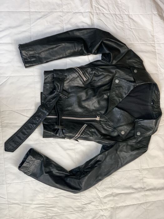 Skórzana kurtka damska czarna ramoneska M
