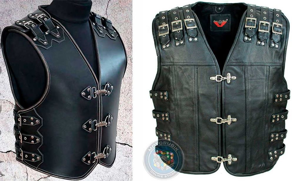Байкерський шкіряний жилет, теляча шкіра.