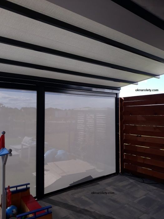 Pergola tarasowa 350x500 Aluminiowa konstrukcja 10 tkanin napęd Somfy