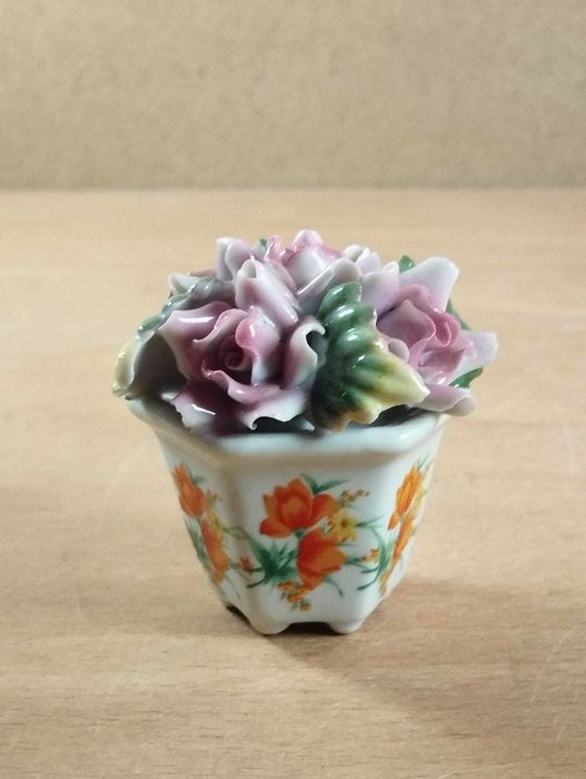 Vaso Floreira / Cesto de Flores Cerâmica Vintage