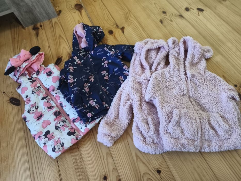 Kurtka kamizelka i dwie bluzy pluszowe 98