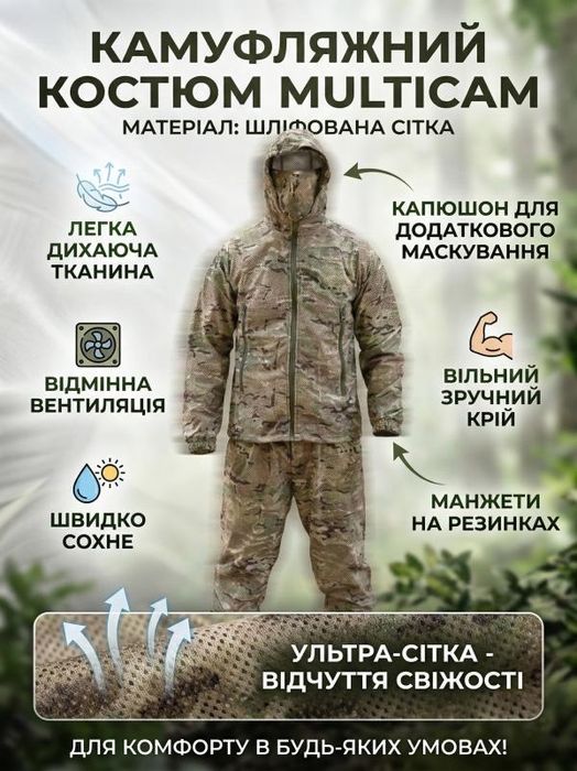 ( РОЗПРОДАЖ ) Легкий маскувальний костюм Multicam