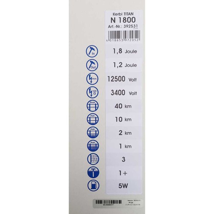 Elektryzator sieciowy TITAN N 1800 dla koni, bydła 1,8 J, Kerbl