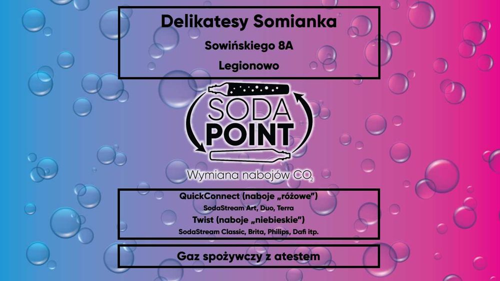 Sodastream Legionowo, Sowińskiego 8A Wymiana nabojów CO2