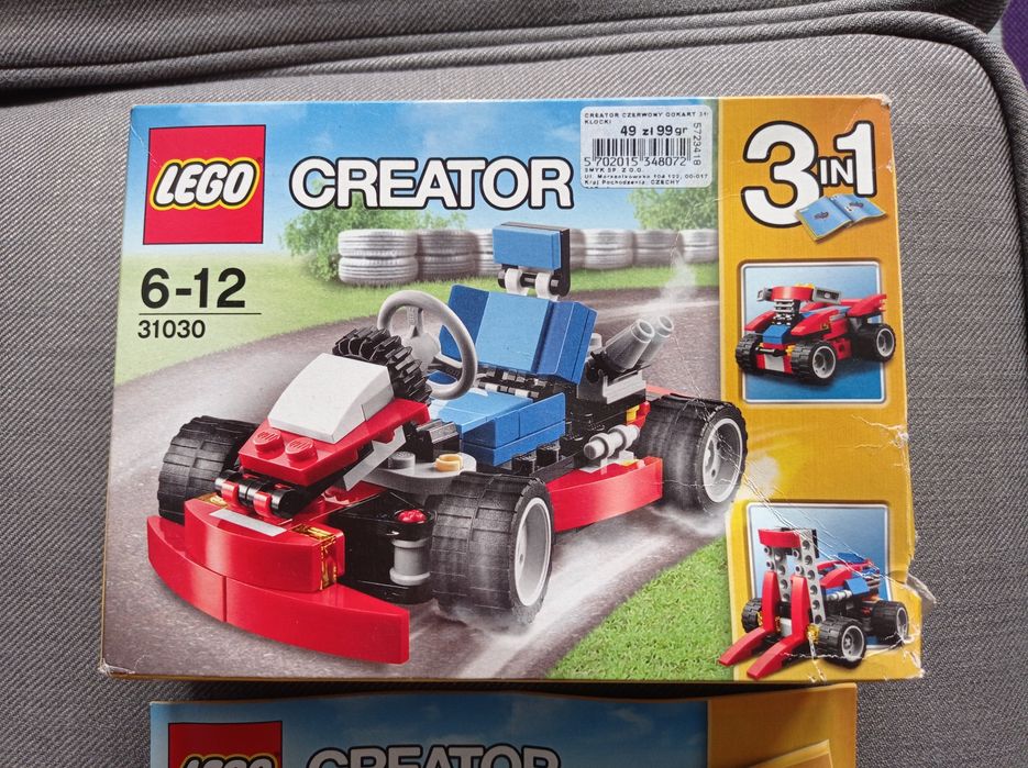 Pudełko i trzy instrukcje od zestawu LEGO 31030