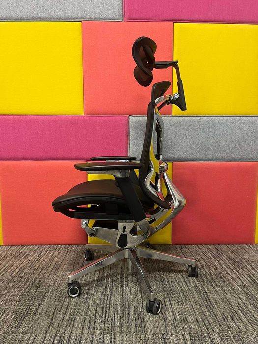 NOWY Fotel biurowy obrotowy ergonomiczny Ergoup Butterfly czarny skóra