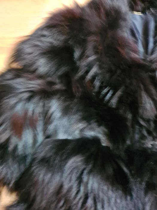 Przepiękne eleganckie futro lis, przeplatane skórą 44 / 46 - XXL / 3XL