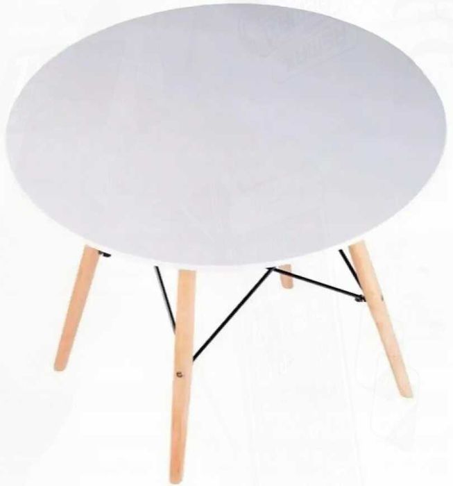 Стіл кухонний білий круглий 70 см обідній/Столик для кухні на дер ніжк