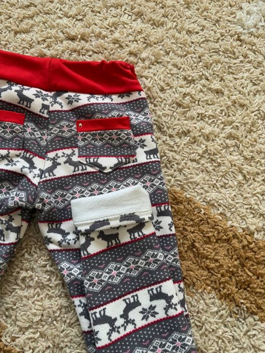 Теплі дитячі легінси/лосіни на флісі з новорічним принтом (Олені)