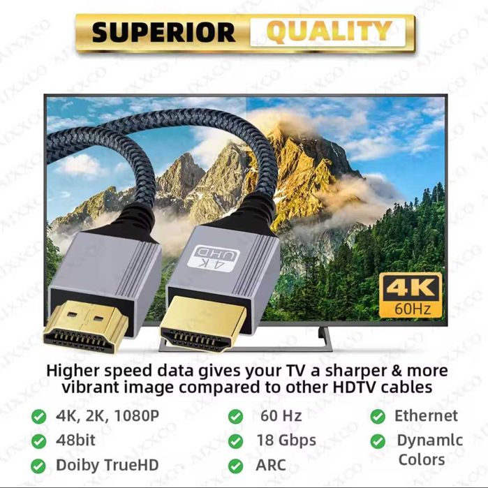 НОВЫЙ Переходник HDMI (HDTV) to HDMI (HDTV)  кабель 4К 60 Ггц 1 м