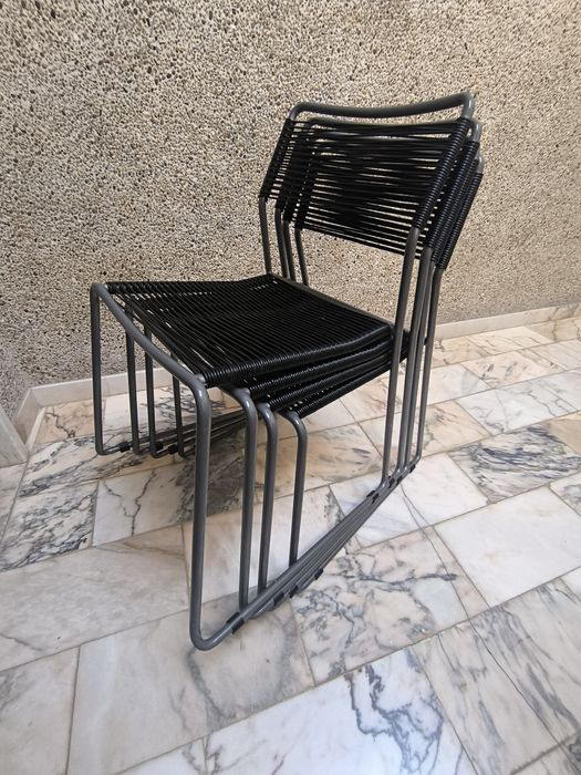 Conjunto de 4 cadeiras estilo Industrial em metal e corda sintética