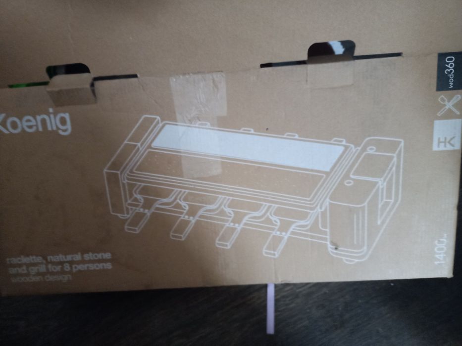Grill Raclette H.Koenig WOD360 1400W 8 osób (pęknięty kamień, stan igła