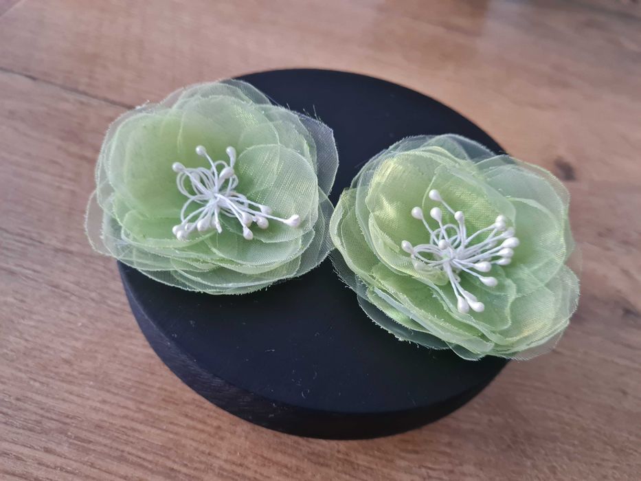 Miętowe kwiaty,klipsy do butów,przypinka,ślub