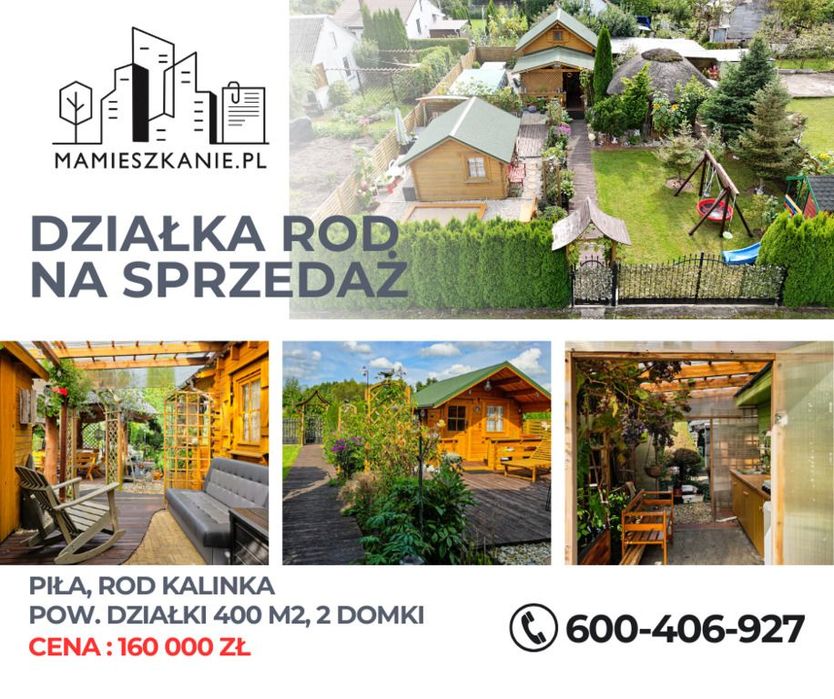 Piła ROD Kalinka – działka 400 m² z domkiem