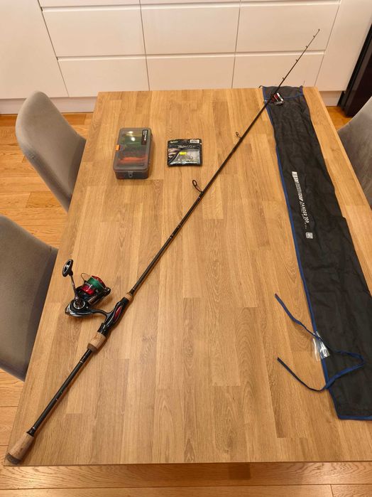 Zestaw spinningowy na sandacza wędka Mikado Zander + kołowrotek Daiwa Ninja LT 3000 + gumy + głowki jiggowe