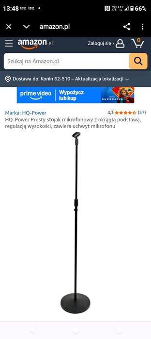 Uniwersalny uchwyt mikrofonowy z ciężką podstawą, czarny, MIC-04, 110cm-160cm