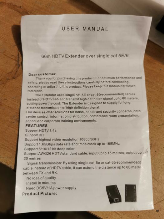 Obraz HDMI przesyłanie LAN skrętka rj45 ethernet do 60 metrów